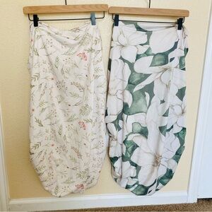 Pobi Baby Mini Crib Floral Green Sheet Set Bundle